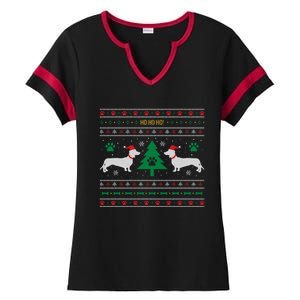 Dachshund Ugly Christmas Gift Ladies Halftime Notch Neck Tee