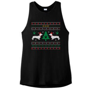 Dachshund Ugly Christmas Gift Ladies PosiCharge Tri-Blend Wicking Tank