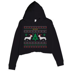 Dachshund Ugly Christmas Gift Crop Fleece Hoodie