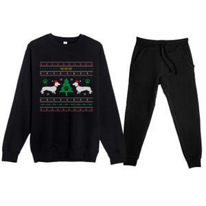 Dachshund Ugly Christmas Gift Premium Crewneck Sweatsuit Set