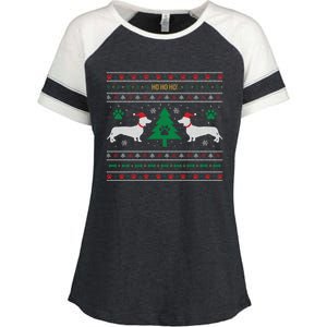 Dachshund Ugly Christmas Gift Enza Ladies Jersey Colorblock Tee