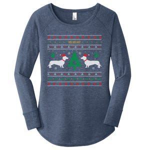 Dachshund Ugly Christmas Gift Women's Perfect Tri Tunic Long Sleeve Shirt