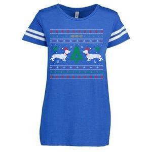 Dachshund Ugly Christmas Gift Enza Ladies Jersey Football T-Shirt