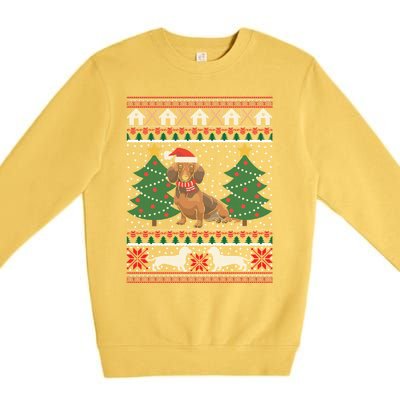 Dachshund Ugly Christmas Funny Holiday Dog Lover Xmas Gift Cool Gift Premium Crewneck Sweatshirt