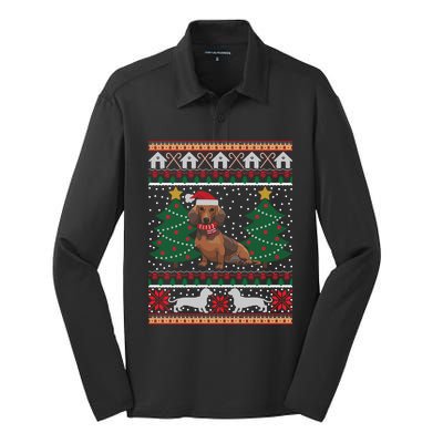 Dachshund Ugly Christmas Funny Holiday Dog Lover Xmas Gift Cool Gift Silk Touch Performance Long Sleeve Polo