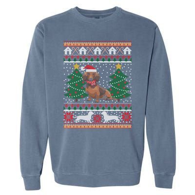 Dachshund Ugly Christmas Funny Holiday Dog Lover Xmas Gift Cool Gift Garment-Dyed Sweatshirt