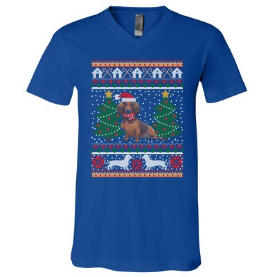 Dachshund Ugly Christmas Funny Holiday Dog Lover Xmas Gift Cool Gift V-Neck T-Shirt