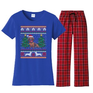 Dachshund Ugly Christmas Funny Holiday Dog Lover Xmas Gift Cool Gift Women's Flannel Pajama Set