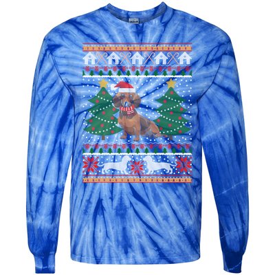 Dachshund Ugly Christmas Funny Holiday Dog Lover Xmas Gift Cool Gift Tie-Dye Long Sleeve Shirt