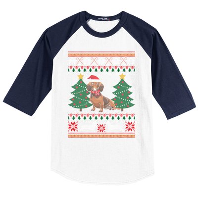 Dachshund Ugly Christmas Funny Holiday Dog Lover Xmas Gift Cool Gift Baseball Sleeve Shirt