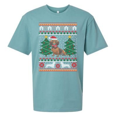 Dachshund Ugly Christmas Funny Holiday Dog Lover Xmas Gift Cool Gift Sueded Cloud Jersey T-Shirt