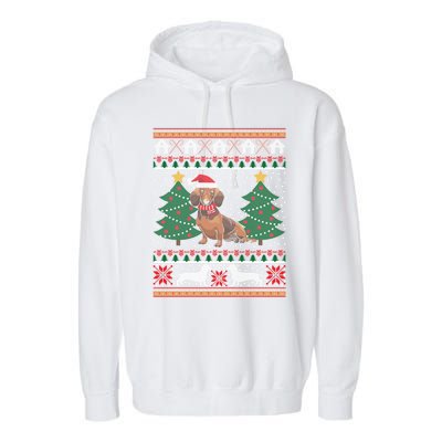 Dachshund Ugly Christmas Funny Holiday Dog Lover Xmas Gift Cool Gift Garment-Dyed Fleece Hoodie