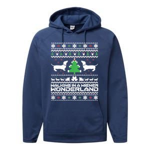 Dachshund Ugly Christmas Cute Gift Doxie Santa Christmas Performance Fleece Hoodie