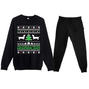 Dachshund Ugly Christmas Gift Doxie Santa Christmas Premium Crewneck Sweatsuit Set