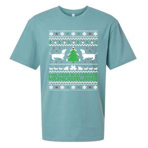 Dachshund Ugly Christmas Gift Doxie Santa Christmas Sueded Cloud Jersey T-Shirt