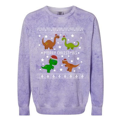 Dinosaur Ugly Christmas Funny Xmas Gift Adults Great Gift Colorblast Crewneck Sweatshirt