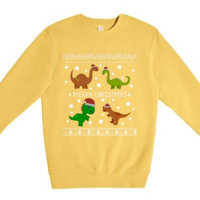 Dinosaur Ugly Christmas Funny Xmas Gift Adults Great Gift Premium Crewneck Sweatshirt