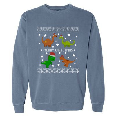 Dinosaur Ugly Christmas Funny Xmas Gift Adults Great Gift Garment-Dyed Sweatshirt