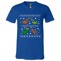 Dinosaur Ugly Christmas Funny Xmas Gift Adults Great Gift V-Neck T-Shirt