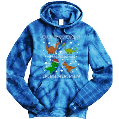 Dinosaur Ugly Christmas Funny Xmas Gift Adults Great Gift Tie Dye Hoodie