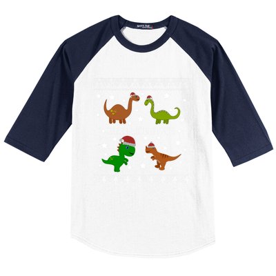 Dinosaur Ugly Christmas Funny Xmas Gift Adults Great Gift Baseball Sleeve Shirt