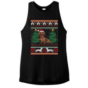 Dachshund Ugly Christmas Funny Holiday Dog Lover Xmas Gift Ladies PosiCharge Tri-Blend Wicking Tank