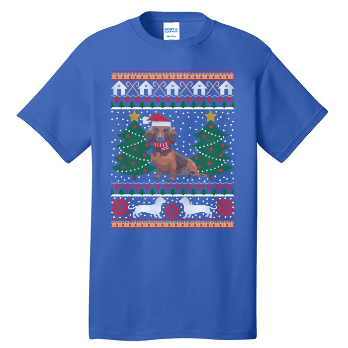 Dachshund Ugly Christmas Funny Holiday Dog Lover Xmas Gift Tall T-Shirt