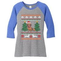 Dachshund Ugly Christmas Funny Holiday Dog Lover Xmas Gift Women's Tri-Blend 3/4-Sleeve Raglan Shirt