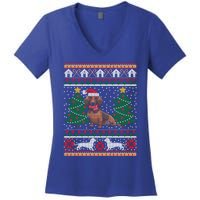 Dachshund Ugly Christmas Funny Holiday Dog Lover Xmas Gift Women's V-Neck T-Shirt