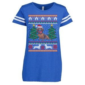 Dachshund Ugly Christmas Funny Holiday Dog Lover Xmas Gift Enza Ladies Jersey Football T-Shirt