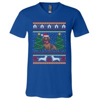 Dachshund Ugly Christmas Funny Holiday Dog Lover Xmas Gift Great Gift V-Neck T-Shirt