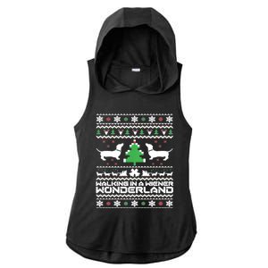 Dachshund Ugly Christmas Cute Gift Doxie Santa Christmas Ladies PosiCharge Tri-Blend Wicking Draft Hoodie Tank