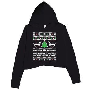 Dachshund Ugly Christmas Cute Gift Doxie Santa Christmas Crop Fleece Hoodie