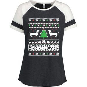 Dachshund Ugly Christmas Cute Gift Doxie Santa Christmas Enza Ladies Jersey Colorblock Tee