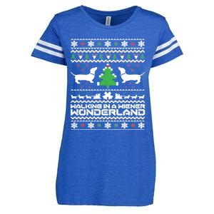 Dachshund Ugly Christmas Cute Gift Doxie Santa Christmas Enza Ladies Jersey Football T-Shirt