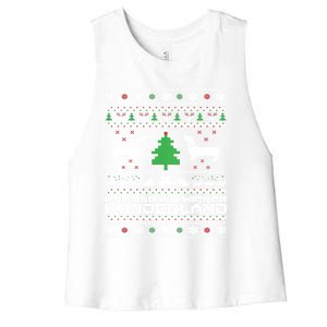 Dachshund Ugly Christmas Cute Gift Doxie Santa Christmas Women's Racerback Cropped Tank