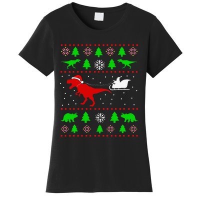 Dinosaur Ugly Christmas Sweater Women's T-Shirt