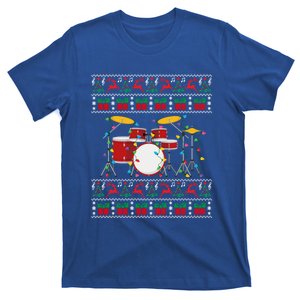 Drum Ugly Christmas Sweater Drummer Xmas Lights Family Gift T-Shirt