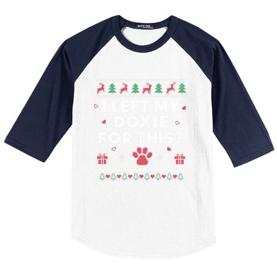 Doxie Ugly Christmas Dachshund Weiner Dog Xmas Funny Gift Baseball Sleeve Shirt