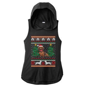 Dachshund Ugly Christmas Funny Holiday Dog Lover Xmas Gift Meaningful Gift Ladies PosiCharge Tri-Blend Wicking Draft Hoodie Tank