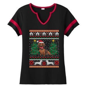 Dachshund Ugly Christmas Funny Holiday Dog Lover Xmas Gift Meaningful Gift Ladies Halftime Notch Neck Tee