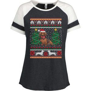 Dachshund Ugly Christmas Funny Holiday Dog Lover Xmas Gift Meaningful Gift Enza Ladies Jersey Colorblock Tee