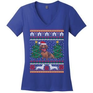 Dachshund Ugly Christmas Funny Holiday Dog Lover Xmas Gift Meaningful Gift Women's V-Neck T-Shirt