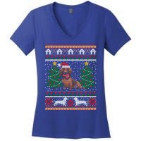 Dachshund Ugly Christmas Funny Holiday Dog Lover Xmas Gift Meaningful Gift Women's V-Neck T-Shirt