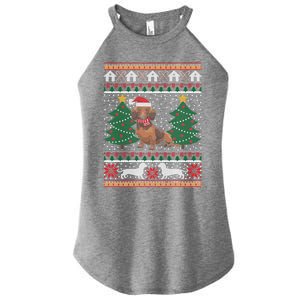 Dachshund Ugly Christmas Funny Holiday Dog Lover Xmas Gift Meaningful Gift Women's Perfect Tri Rocker Tank