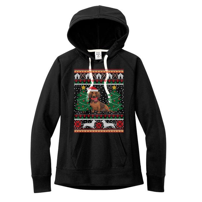 Dachshund Ugly Christmas Funny Holiday Dog Lover Xmas Gift Women's Fleece Hoodie