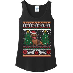 Dachshund Ugly Christmas Funny Holiday Dog Lover Xmas Gift Ladies Essential Tank