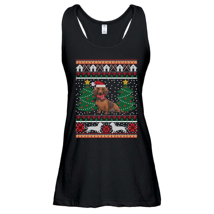 Dachshund Ugly Christmas Funny Holiday Dog Lover Xmas Gift Ladies Essential Flowy Tank