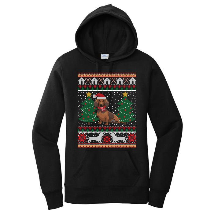 Dachshund Ugly Christmas Funny Holiday Dog Lover Xmas Gift Women's Pullover Hoodie