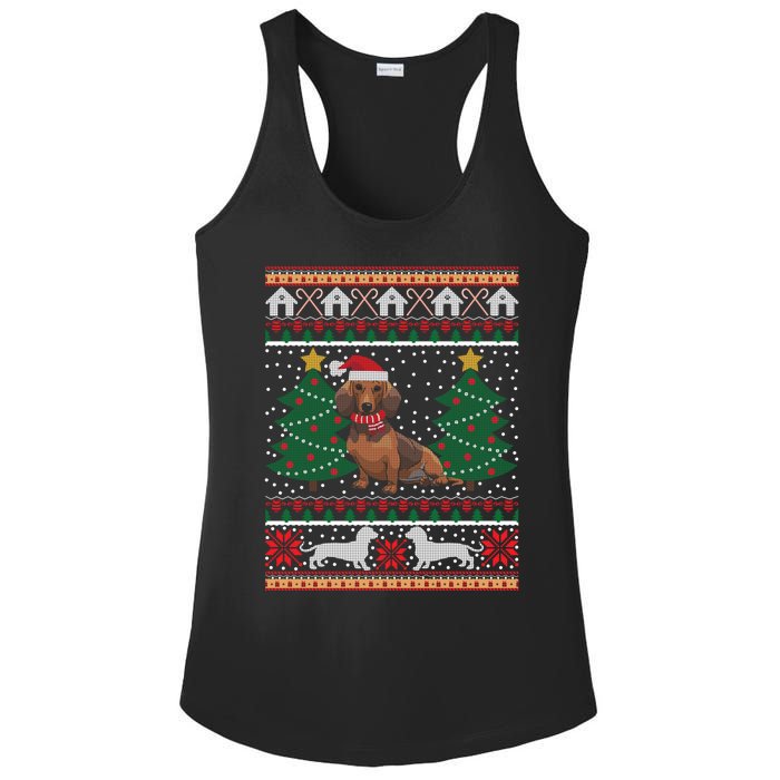 Dachshund Ugly Christmas Funny Holiday Dog Lover Xmas Gift Ladies PosiCharge Competitor Racerback Tank